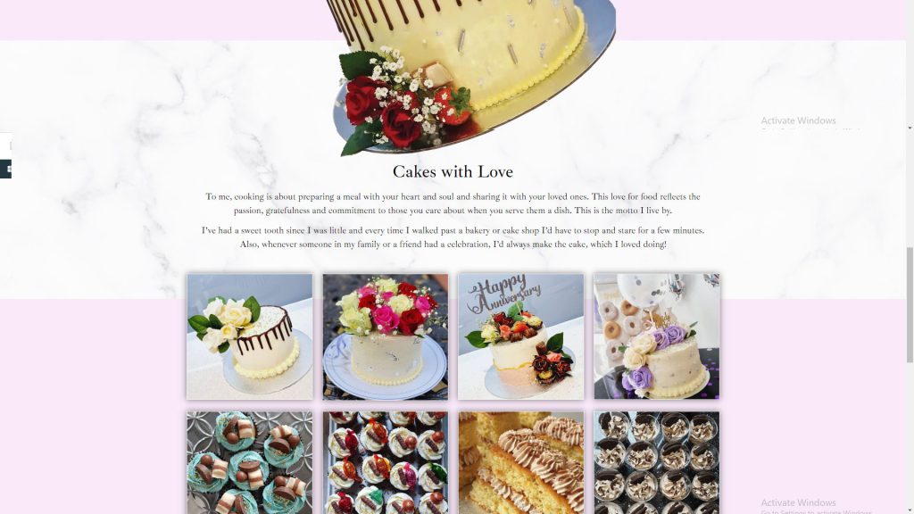 Small business hamedae cakes web design